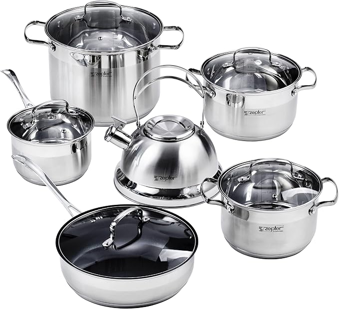 GERMANY Lot Imported 12-PCS ZEPTER High Quality Stainless Steel Cookware Set