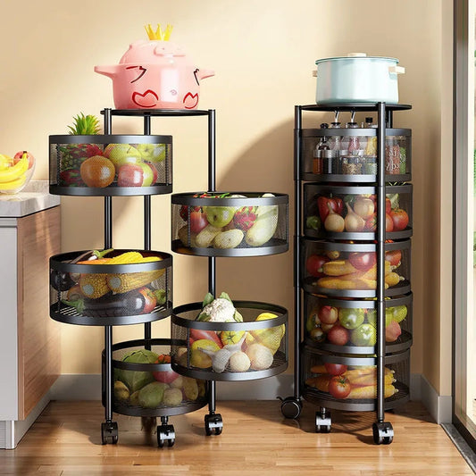 ROTATEABLE KITCHEN SHELF TROLLEY