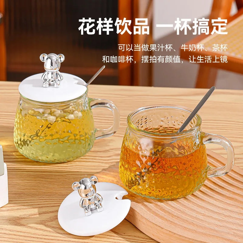 GLASS CUP WITH LID & SPOON