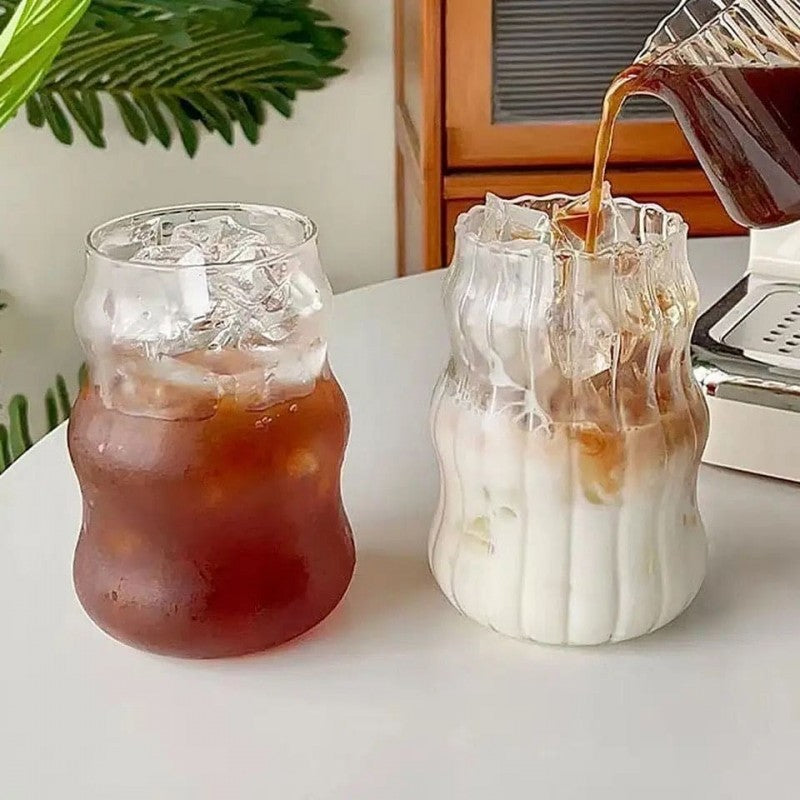 Iced Glass Mug With Straw 500ml