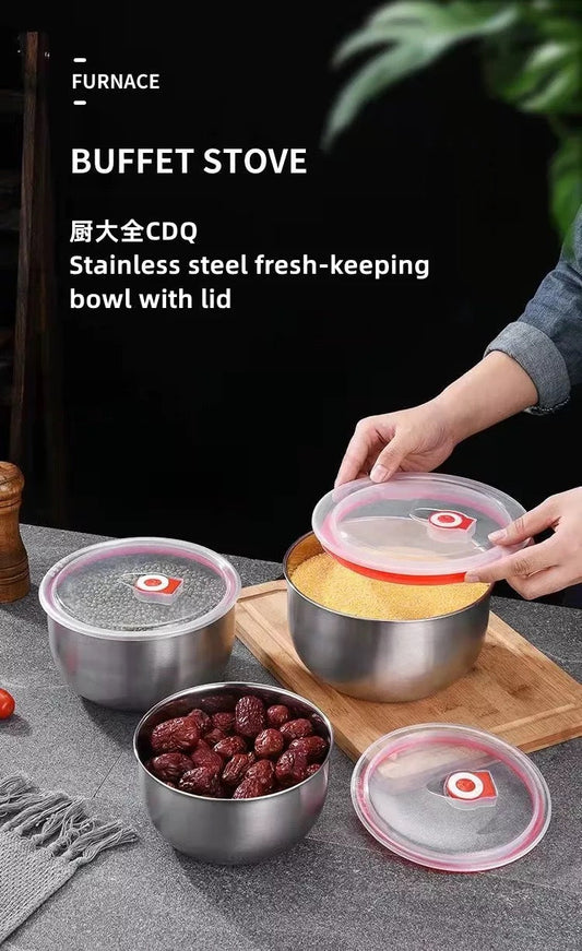 Stainless Steel Fresh-keeping bowl set with Lid