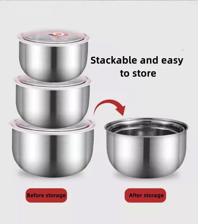 Stainless Steel Fresh-keeping bowl set with Lid