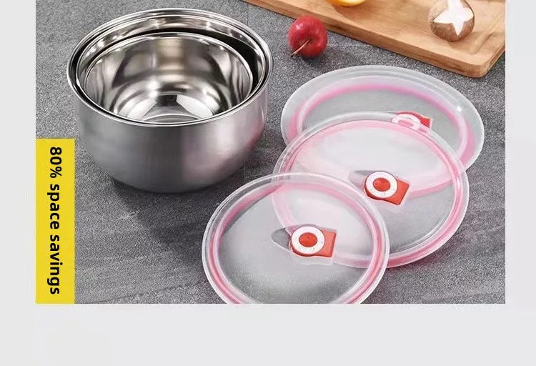 Stainless Steel Fresh-keeping bowl set with Lid