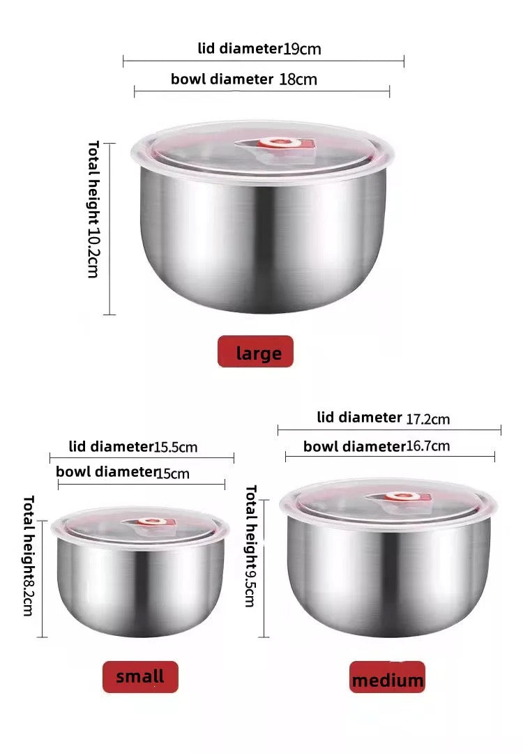 Stainless Steel Fresh-keeping bowl set with Lid