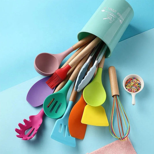 12 PCs Non stick Silicone Cooking Set-MULTI