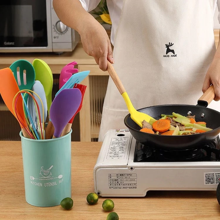 12 PCs Non stick Silicone Cooking Set-MULTI