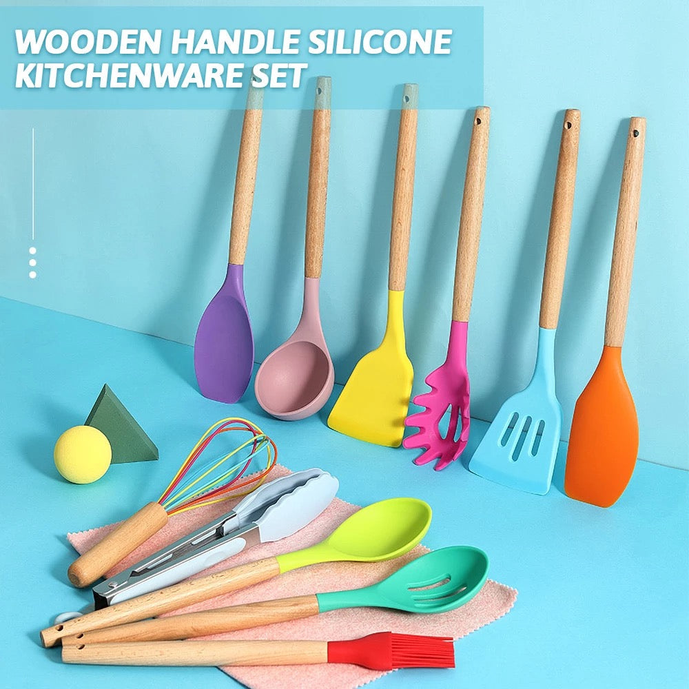 12 PCs Non stick Silicone Cooking Set-MULTI