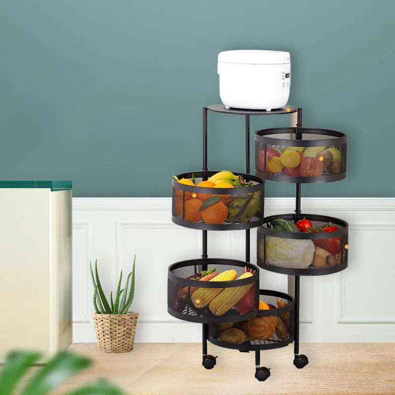 ROTATEABLE KITCHEN SHELF TROLLEY