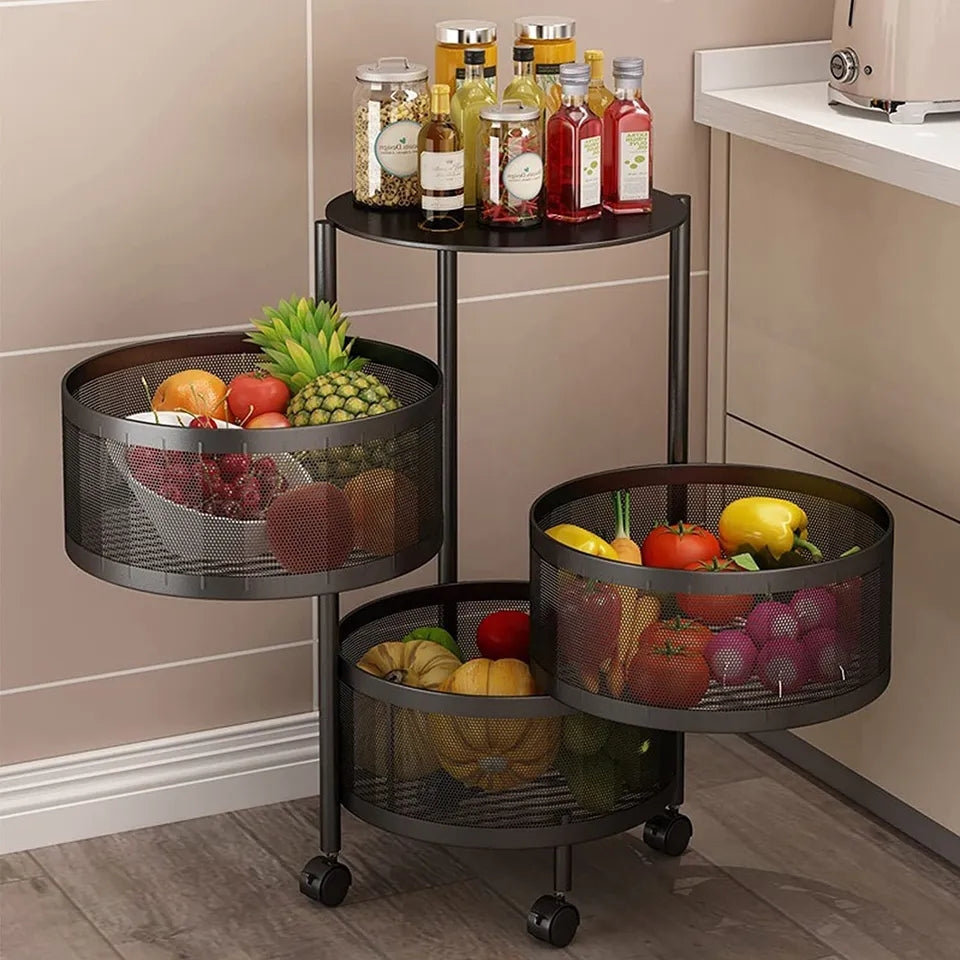 ROTATEABLE KITCHEN SHELF TROLLEY