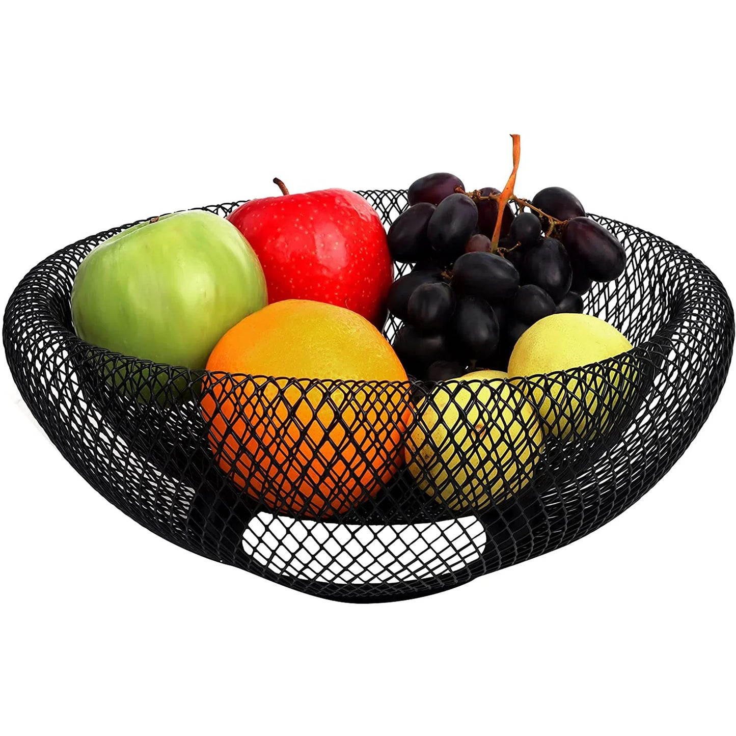 Metal Wire Fruit Basket, Large Round Countertop Fruit Bowl Basket Holder Stand