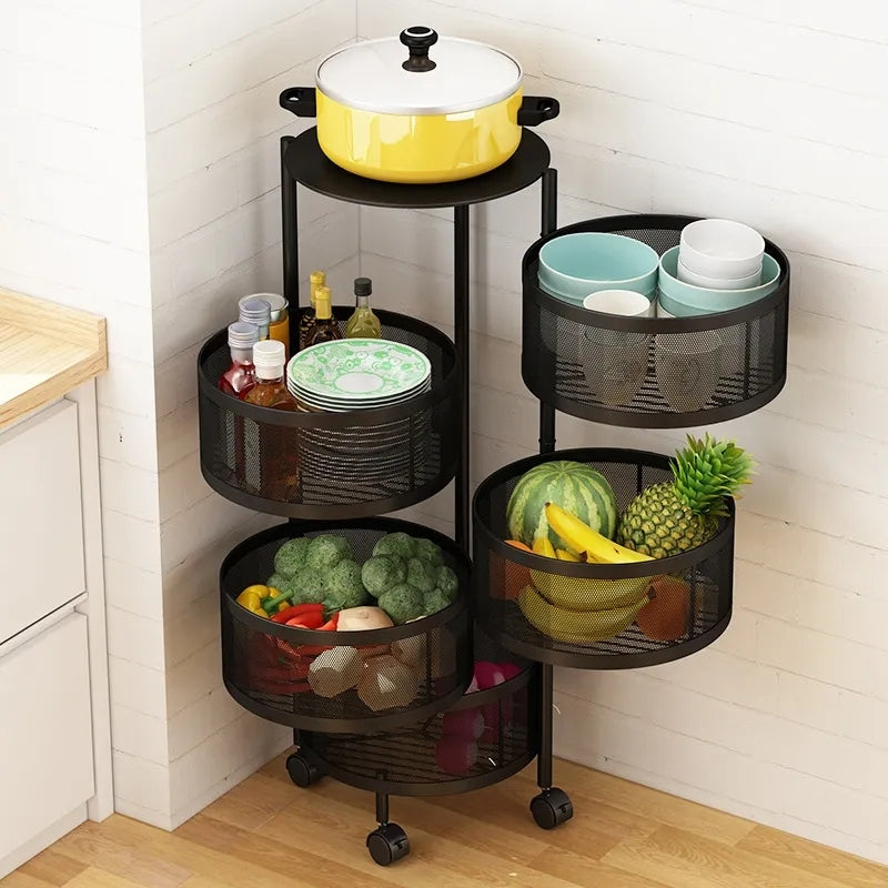 ROTATEABLE KITCHEN SHELF TROLLEY