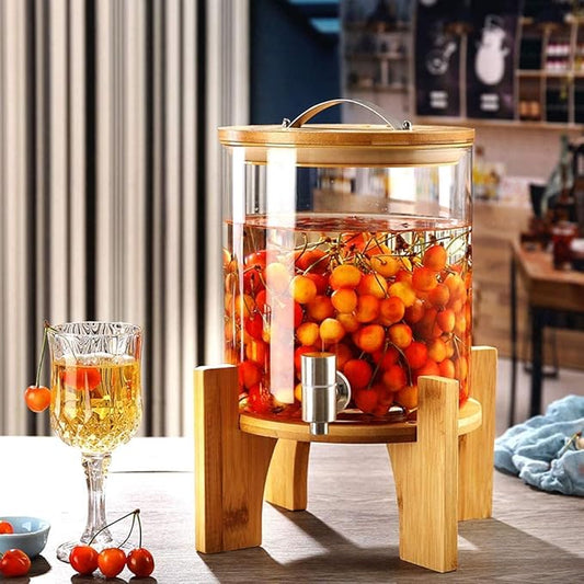 BEVERAGES DISPENSER WITH WOODEN BASE