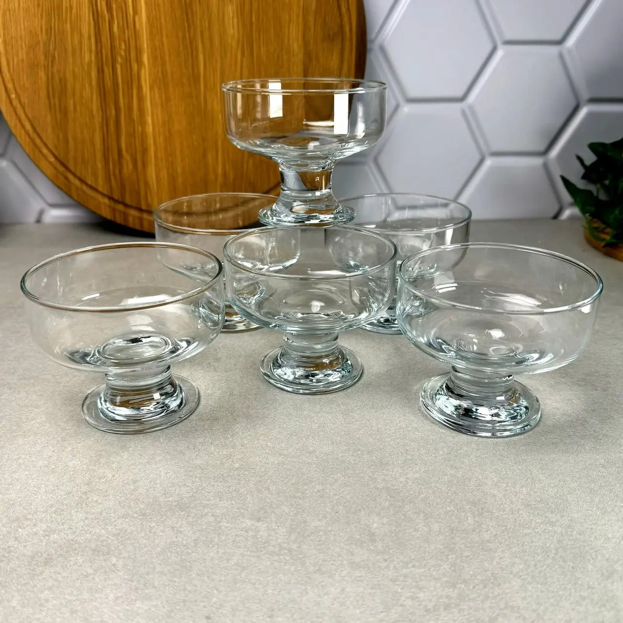 Set of 6 cup glass for ice-cream