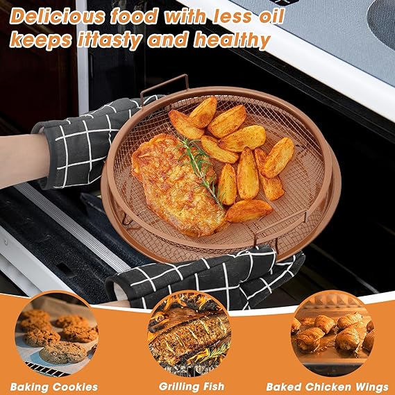 2 Piece Set Non-Stick Crisping Tray Round