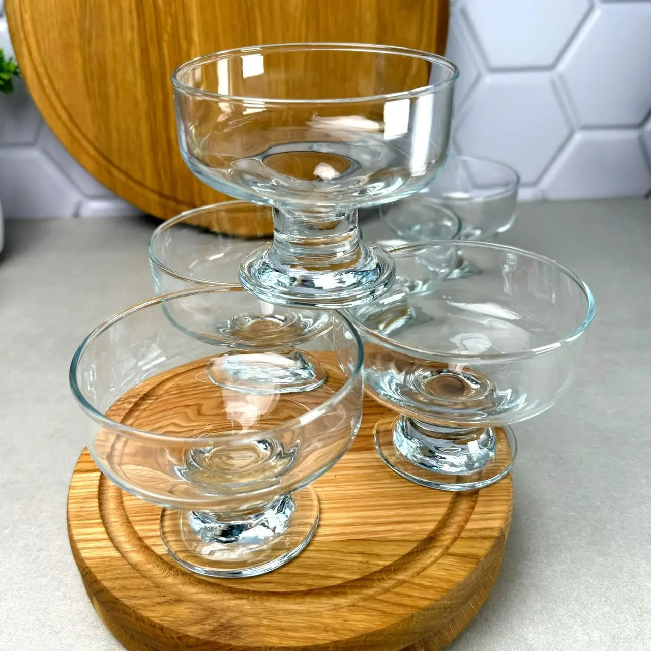 Set of 6 cup glass for ice-cream