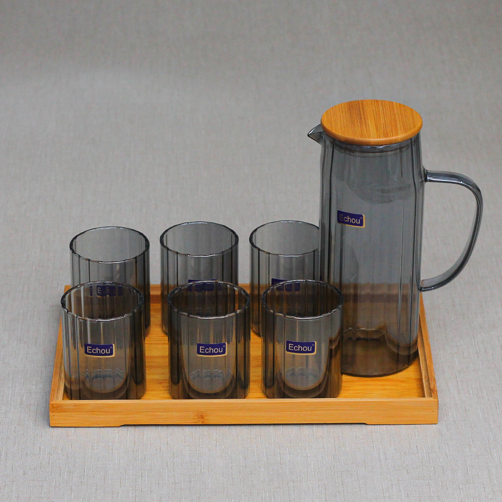 Black Lining Glass Water Set-8pcs