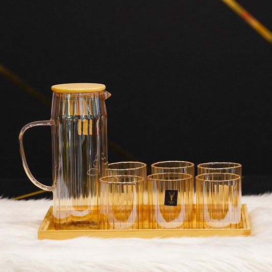 Brown LINING GLASS WATER SET-8PCS