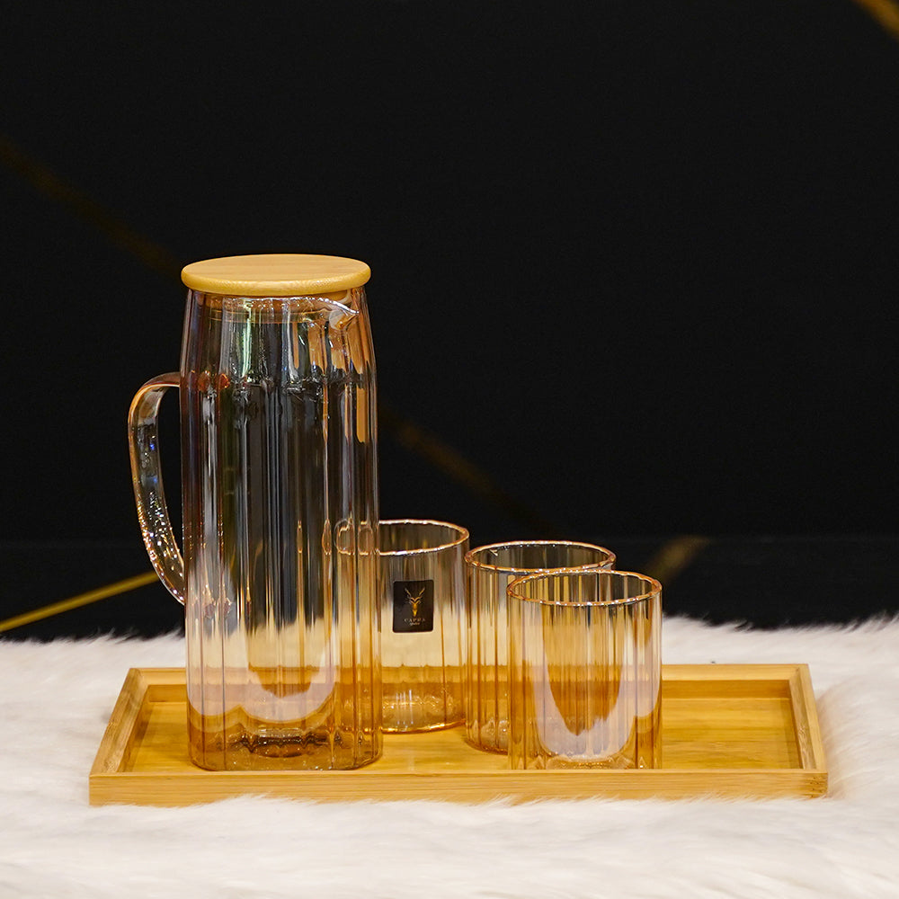 Brown LINING GLASS WATER SET-8PCS