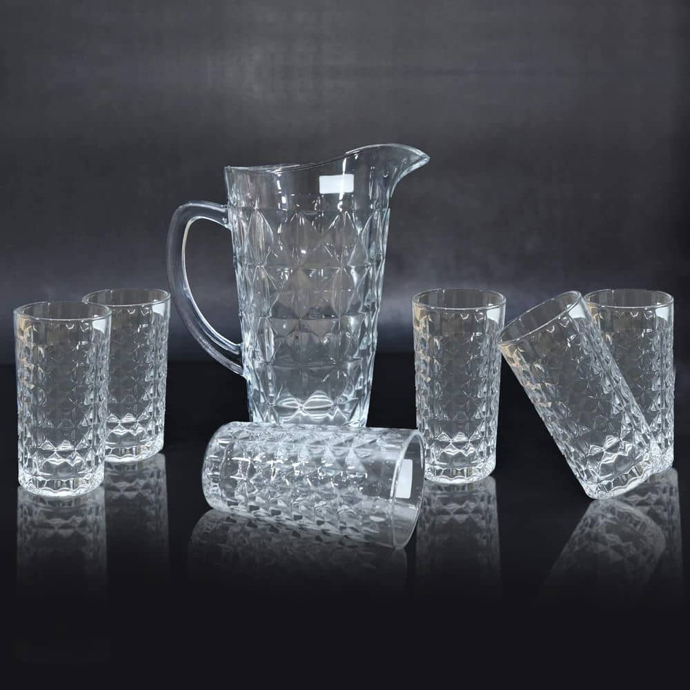 Crystal Clear Jug and 6 Exquisite Glasses  1580/278ml