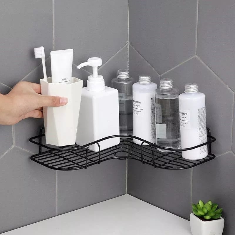 Self-adhesive wall corner rack