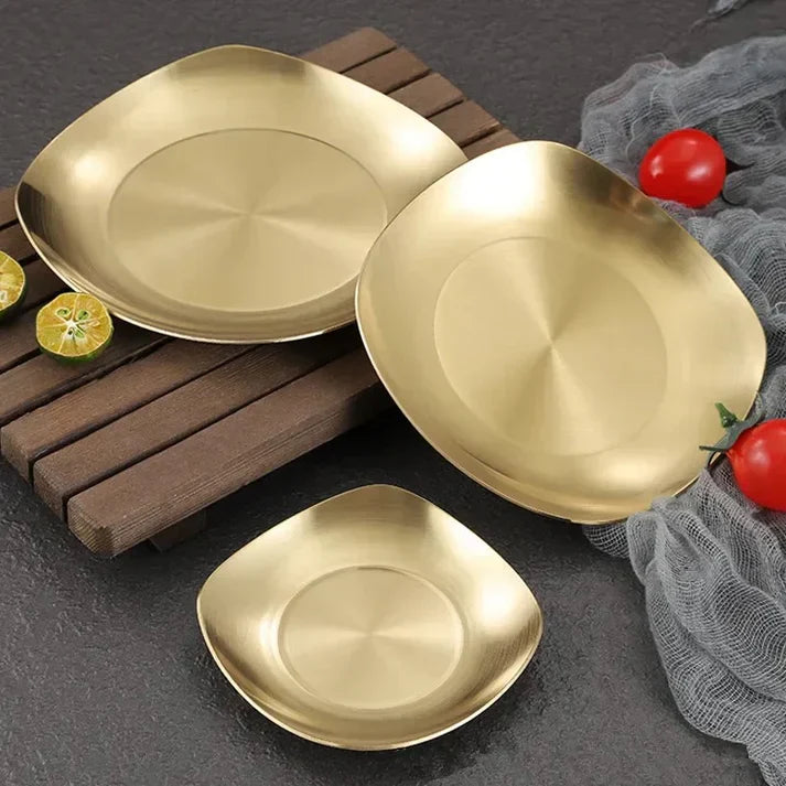 Korean Style Stainless Steel Luxury Square Plates