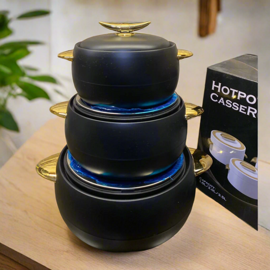 Luxury 3 Pcs Hotpot Set | Plain Black