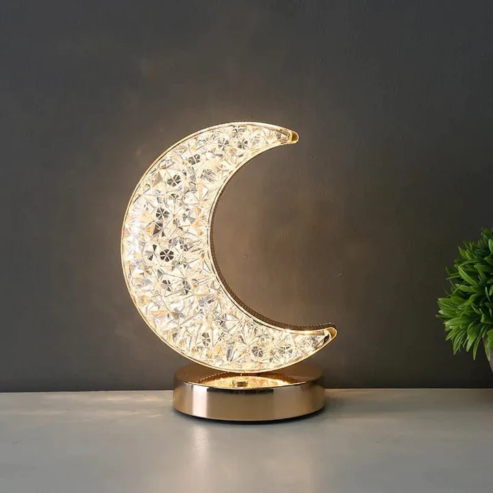 CRYSTAL MOON TABLE LAMP, TOUCH CONTROL BEDSIDE LAMP WITH 3 LEVELS BRIGHTNESS