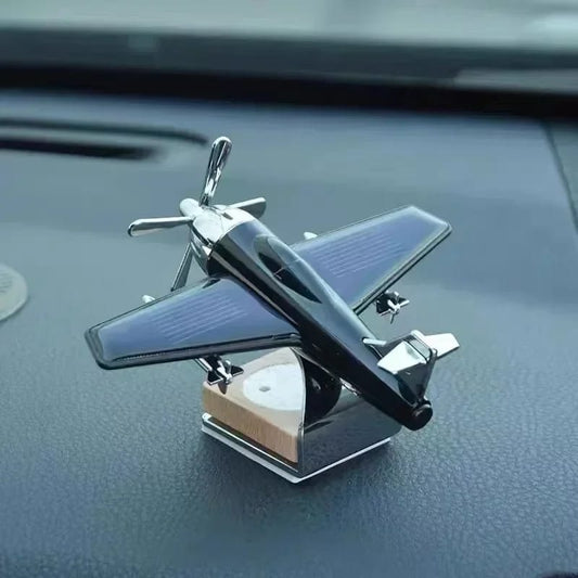 3D Airplane Aircraft Shaped Solar Powered Rotating Fan Car Air Freshener Car Dashboard Accessory