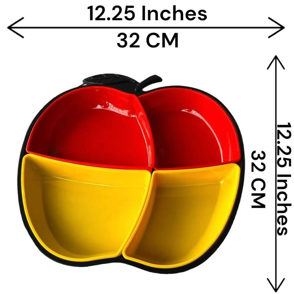 Apple Shaped Iftar Tray, 4 Compartment Food Plate