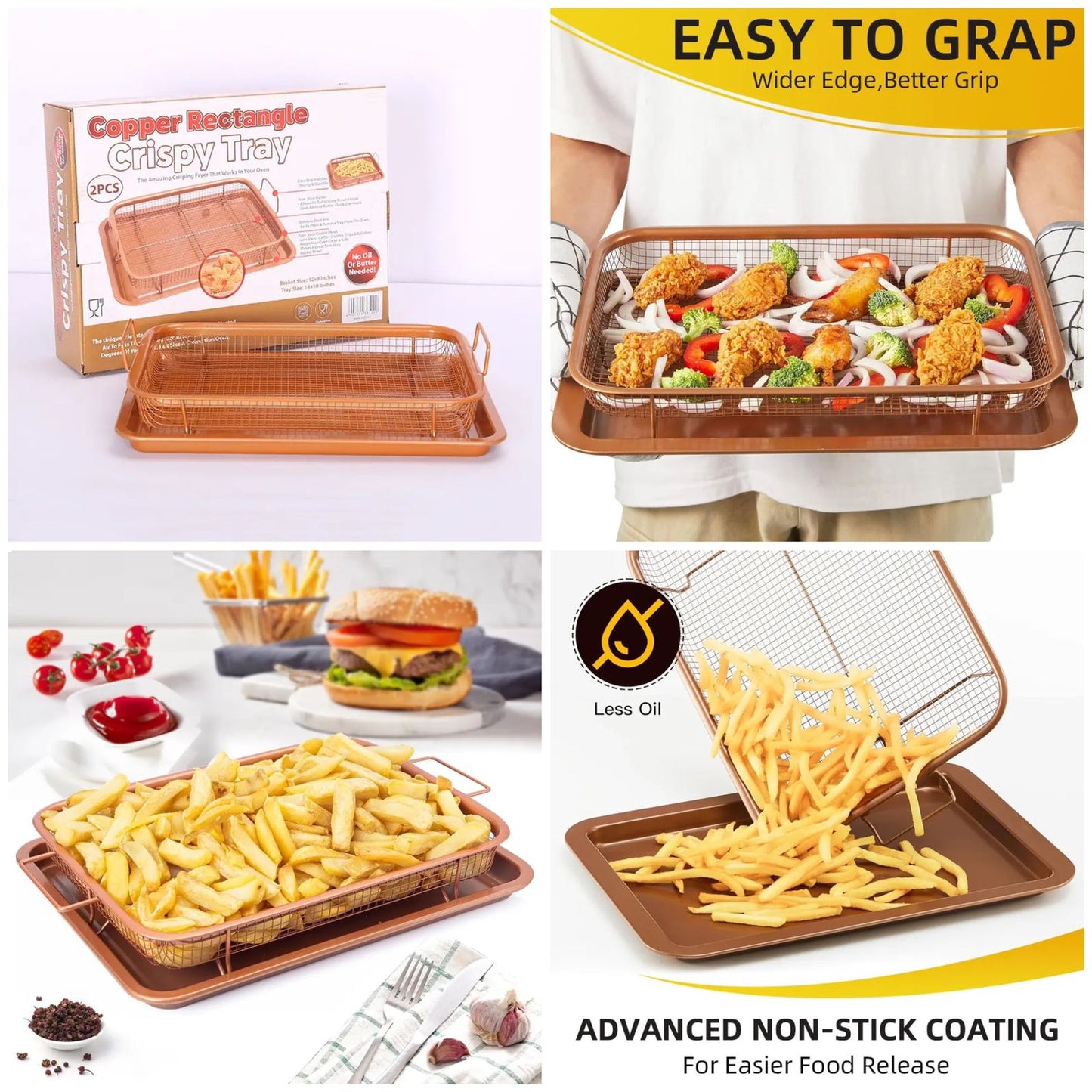 2 Piece Set Non-Stick Crisping Tray Square