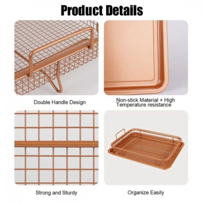 2 Piece Set Non-Stick Crisping Tray Square