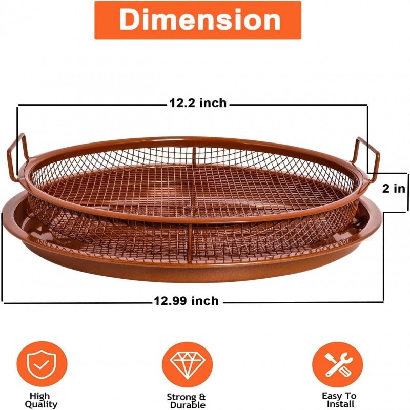 2 Piece Set Non-Stick Crisping Tray Round