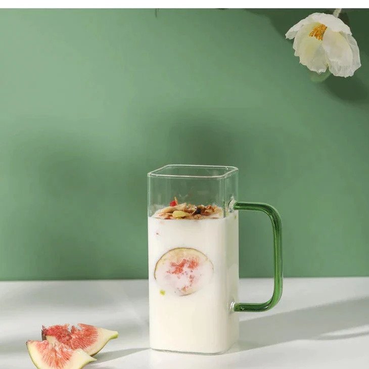 2-Pcs Square Glass Mug Breakfast-Multipurpose