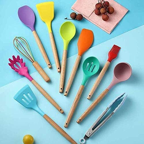 12Pcs Kitchen Cooking Utensils Set With Wooden Handle