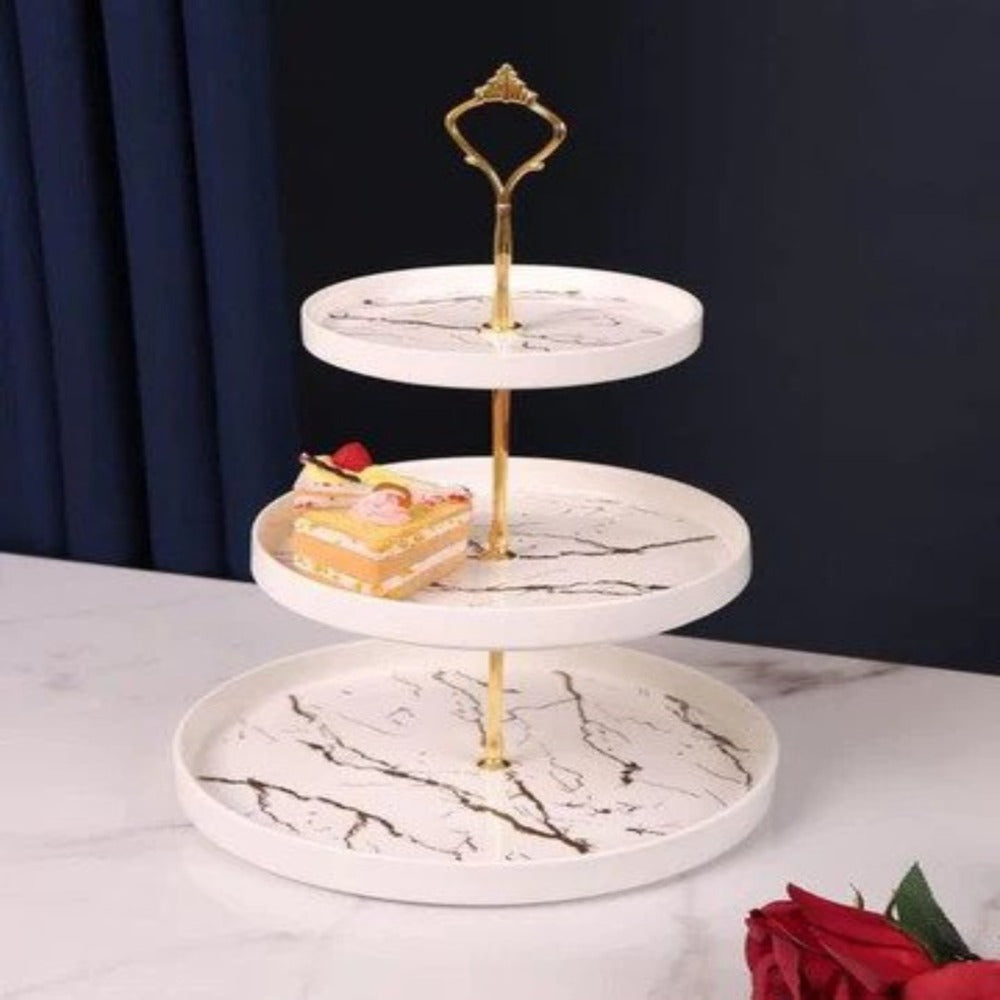 Ceramic Marblene Cake Serving Dish Tray Stand