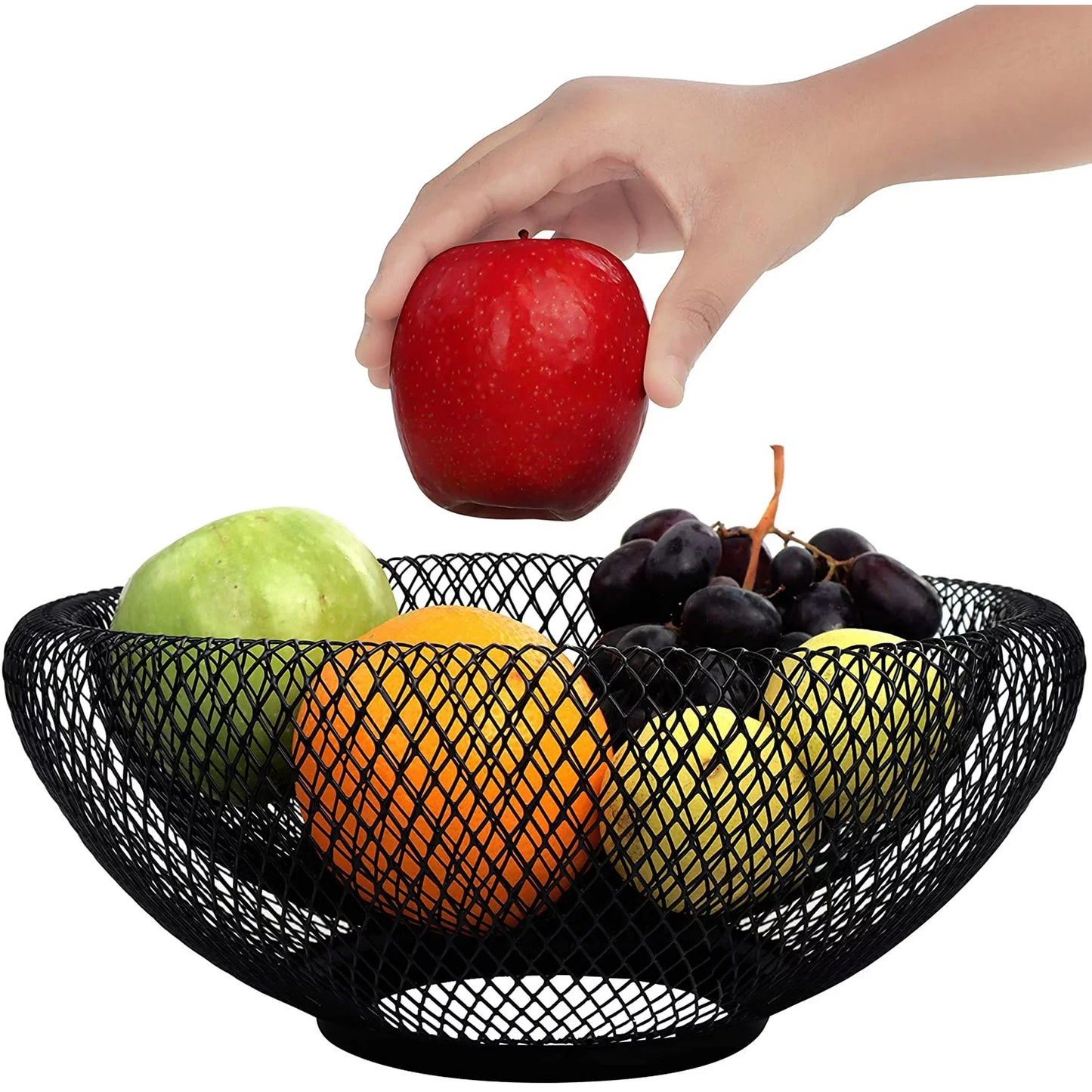 Metal Wire Fruit Basket, Large Round Countertop Fruit Bowl Basket Holder Stand